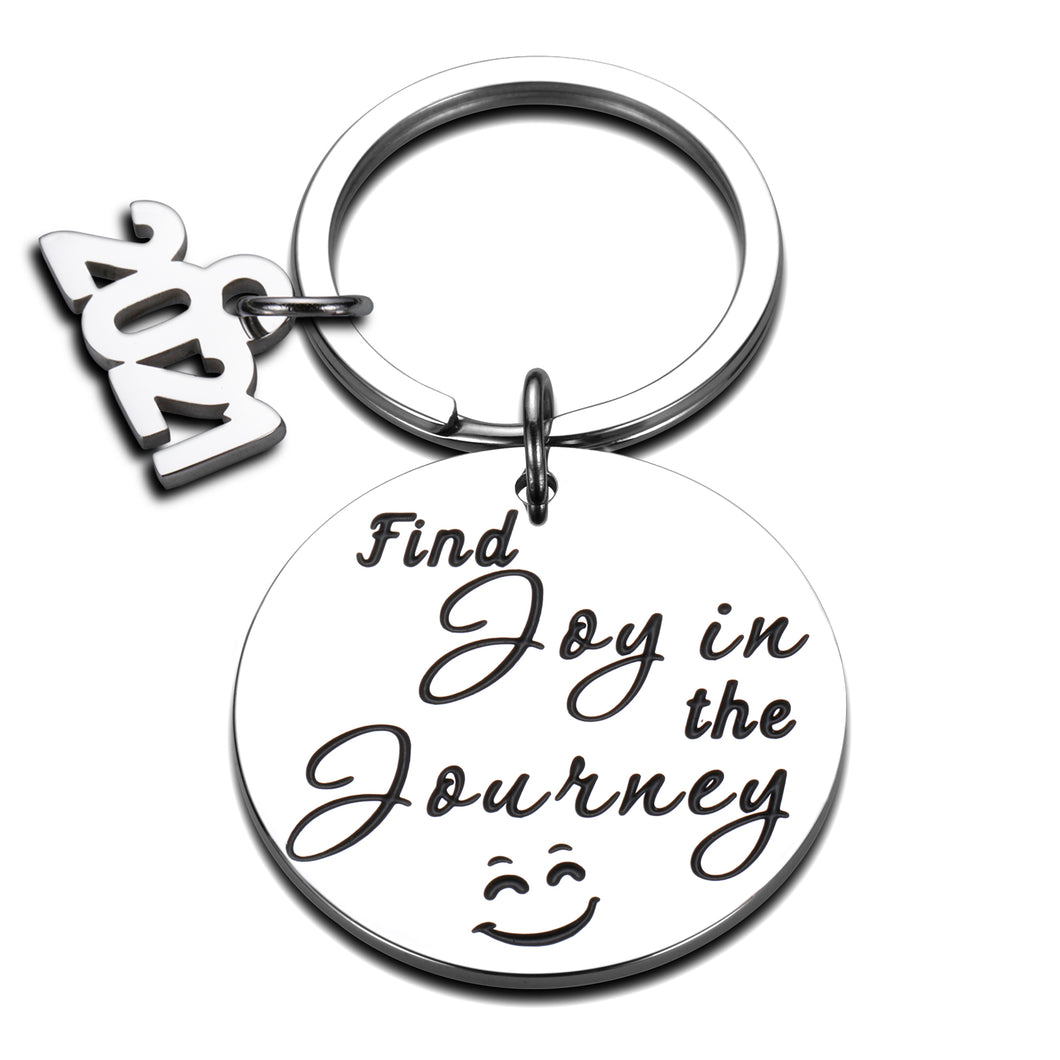 Funny Camper Accessories Gifts Keychain for Travel Trailers Rv Campers Women Men Friends Retirement Boss Coworker Christmas Birthday Graduation Wedding Jewelry Find Joy in The Journey Camping Trailer