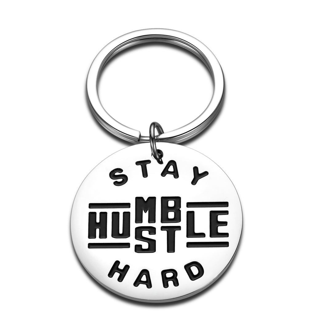 Inspirational Gifts Encouragement Keychain for Women Men Girls Boys Graduation Birthday Motivational Gift for Son Daughter BFF Best Friend Stay Humble Hustle Hard Keychains for Him Her